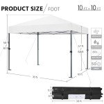 Yaheetech 10x10 1-Person Setup Pop Up Canopy Tent, Instant Portable Commercial Canopy Tent, Outdoor Gazebo with 1-Button Push, Wheeled Bag & 4 Sandbags for Home, Party & Outdoor Activities, White