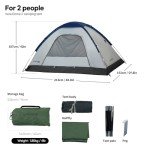 IDOOGEN 2-Person Camping Tent Dome Tent, Easy to Set Up, with Rainfly for Camping, Lightweight Portable Backpacking Tent for Outdoor Camping Hiking