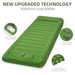 FNARMW Camping Sleeping Pad, Extra Thick 5 Inch Camping Mat with Pillow Built-in Foot Pump Inflatable Sleeping Pads Compact for Camping Backpacking Hiking Traveling Tent（Green）