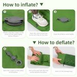 FNARMW Camping Sleeping Pad, Extra Thick 5 Inch Camping Mat with Pillow Built-in Foot Pump Inflatable Sleeping Pads Compact for Camping Backpacking Hiking Traveling Tent（Green）