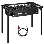 VIVOHOME 225,000 BTU Outdoor 3-Burner Propane Gas Stove, Heavy-Duty Camping Cooker with Detachable Legs Stand, Ideal for Backyard, Camping, and Outdoor Cooking