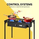 VIVOHOME 225,000 BTU Outdoor 3-Burner Propane Gas Stove, Heavy-Duty Camping Cooker with Detachable Legs Stand, Ideal for Backyard, Camping, and Outdoor Cooking