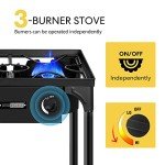 VIVOHOME 225,000 BTU Outdoor 3-Burner Propane Gas Stove, Heavy-Duty Camping Cooker with Detachable Legs Stand, Ideal for Backyard, Camping, and Outdoor Cooking