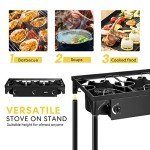 VIVOHOME 225,000 BTU Outdoor 3-Burner Propane Gas Stove, Heavy-Duty Camping Cooker with Detachable Legs Stand, Ideal for Backyard, Camping, and Outdoor Cooking