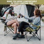 SAILARY Folding Outdoor Beach Camp Chair with Cup Holder, Storage Pocket, Waterproof Bag Outdoor Arm Chair, Supports 225LBS, Green