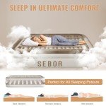 Sebor Air Mattress Queen with Built in Pump, 18" Ultimate Comfort Blow up Mattress Queen with Rechargeable Pump, Colchon Inflatable Mattress for Home, Guest, Camping & Office, Air Bed 650lbs Max
