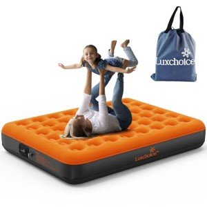 Luxchoice Air Mattress with Built-in USB Rechargeable Pump Camping Inflatable Mattress Portable Blow up Mattress Air Bed Guest Bed for Home Outdoors Hiking Travel