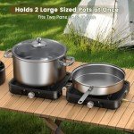 OGERY 2-Burner Foldable Camping Stove with Griddle (Textured & Smooth) and Carrying Bag, Portable Propane Camp Stove with 2 Adjustable Burners & Piezo Ignition, for Camping Tailgating Essentials Gear
