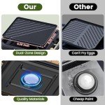 OGERY 2-Burner Foldable Camping Stove with Griddle (Textured & Smooth) and Carrying Bag, Portable Propane Camp Stove with 2 Adjustable Burners & Piezo Ignition, for Camping Tailgating Essentials Gear