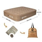 Vistopia Queen Size Camping Air Mattress Free Charging with USB Rechargeable Built in Pump, Inflatable Blow up Bed with Portable Pump, Storage Bag for Tent, and USB Charger