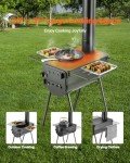VEVOR 118" Camping Wood Stove, Portable Alloy Steel Tent Stove with 3000in³ Firebox, Outdoor Heating & Cooking Stove with Chimney Pipes & Gloves, Includes 8 Pipes for Efficient Heating