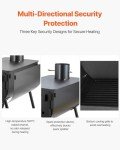 VEVOR 118" Camping Wood Stove, Portable Alloy Steel Tent Stove with 3000in³ Firebox, Outdoor Heating & Cooking Stove with Chimney Pipes & Gloves, Includes 8 Pipes for Efficient Heating
