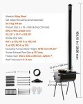 VEVOR 118" Camping Wood Stove, Portable Alloy Steel Tent Stove with 3000in³ Firebox, Outdoor Heating & Cooking Stove with Chimney Pipes & Gloves, Includes 8 Pipes for Efficient Heating