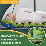 Oramoose Camping Sleeping Pad, 4in Thick Ultralight Inflatable Camping Mat with Pillow, Built-in Foot Pump Sleeping Mat, Wide Compact Camping Pad for Travel Tent Hiking Backpacking Trip Car Camp Gear