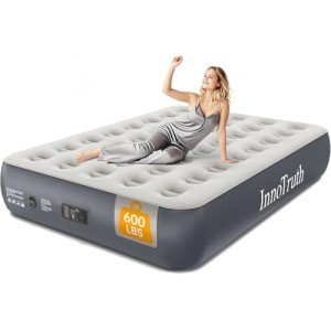InnoTruth Full Air Mattress with Built-in Pump, 13" Raised Comfort, Durable Inflatable Bed for Home & Guests, Gift for Mom, Ideal for Travel & Camping, Dark Gray