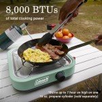 Coleman Cascade 18 1-Burner Camping Stove, Portable Cooktop with 8000 BTUs & Matchless Lighting, Fits 12-Inch Pan