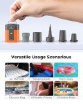 ETENWOLF AIR 3 Air Pump for Inflatables with 2600 mAh Battery & Camping Light, Ultra-Fast and Mini Electric Air Pump, Inflate Deflate for Air Mattress, Pool Floats, Vacuum Storage Bags, Vivid Orange
