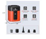 ETENWOLF AIR 3 Air Pump for Inflatables with 2600 mAh Battery & Camping Light, Ultra-Fast and Mini Electric Air Pump, Inflate Deflate for Air Mattress, Pool Floats, Vacuum Storage Bags, Vivid Orange