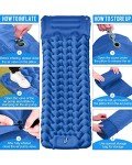 TEMCOO Sleeping Pad for Camping 78''X28'', Camping Sleeping Pad with Pillow Built-in Pump, Camping Air Mattress for Backpacking, Traveling ‎Navy Blue