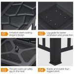Yaheetech Multifunctional Fire Pit Table 32in Square Metal Firepit Stove Backyard Patio Garden Fireplace for Camping, Outdoor Heating, Bonfire and Picnic