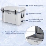 WEIZE Ultra-Light 55 Quart Hard Cooler Insulated 80 Can Portable Ice Chest Box with Bottle Opener, Keeps Ice up to 8 Days for Beach, Drink, Beverage, Camping, Picnic, Fishing, Boat, Barbecue, White