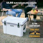 WEIZE Ultra-Light 55 Quart Hard Cooler Insulated 80 Can Portable Ice Chest Box with Bottle Opener, Keeps Ice up to 8 Days for Beach, Drink, Beverage, Camping, Picnic, Fishing, Boat, Barbecue, White