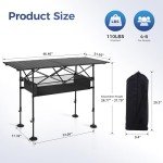 ALPHA CAMP Camping Table Outdoor Portable Table with Storage Adjustable Aluminum Table for Grill Travel Table Outdoor Picnic,Beach,BBQ,Backyards