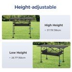 ALPHA CAMP Camping Table Outdoor Portable Table with Storage Adjustable Aluminum Table for Grill Travel Table Outdoor Picnic,Beach,BBQ,Backyards