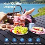 ALPHA CAMP Camping Table Outdoor Portable Table with Storage Adjustable Aluminum Table for Grill Travel Table Outdoor Picnic,Beach,BBQ,Backyards