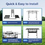 ALPHA CAMP Camping Table Outdoor Portable Table with Storage Adjustable Aluminum Table for Grill Travel Table Outdoor Picnic,Beach,BBQ,Backyards