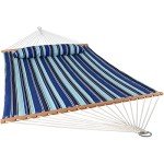 Sunnydaze Quilted Outdoor Hammock with Spreader Bars - Heavy-Duty 450-Pound Capacity Double Hammock for Outside - Catalina Beach