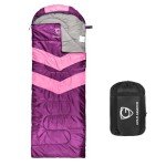 Gold Armour Sleeping Bags for Adults Kids Boys Girls Backpacking Hiking Camping, Cold Warm Weather 4 Seasons, Indoor Outdoor Use, Lightweight & Waterproof, Left Zipper (Fuchsia & Pink)