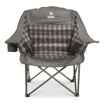 Guide Gear Oversized Extra Large Padded Camping Chair, Portable, Folding, Large Camp Lounge Beach Chairs for Outdoor, Adults, Men and Women, Heavy-Duty 400 Pound Capacity, with Cup Holder Gray Plaid