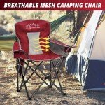 SAILARY Mesh Folding Camping Chairs, Oversized Portable Outdoor Chairs, Weight Capacity 325 lbs with Cup Holder, Storage Pocket, Carry Bag Red