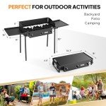 ROVSUN 3 Burner Gas Stove with 2 Side Shelves, 225,000BTU Portable Propane Stove with Removable Leg, Wind Panel, Regulator for Camping Home Backyard Outdoor Cooking Brewing Canning Turkey Frying