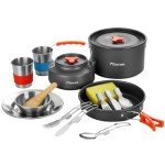 Fitense 22Pcs Camping Cookware Mess Kit for 2, Lightweight Camping Kitchen Pots and Pans Set, Portable Camping Essentials for Backpacking, Camping Cooking Hiking and Picnic