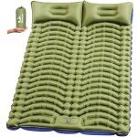 Pretyw Double Sleeping Pad for Camping - Ultralight Camping Mattress with Pillow, Built-in Foot Pump, Compact Inflatable 2-Person Portable Mat for Backpacking, Hiking, Car Traveling, Beach, Tent