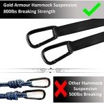 Gold Armour Camping Hammock - XL Double Hammock Portable Hammock Camping Accessories Gear for Outdoor Indoor with Tree Straps, USA Based Brand (Sky Blue and Gray)