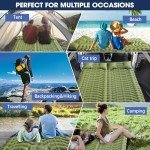 Pretyw Double Sleeping Pad for Camping - Ultralight Camping Mattress with Pillow, Built-in Foot Pump, Compact Inflatable 2-Person Portable Mat for Backpacking, Hiking, Car Traveling, Beach, Tent