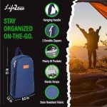 Life 2 Go 12 Pcs Camp Cooking Utensil Set & Outdoor Kitchen Gear Cookware Kit, Portable Compact Carry Case for Camping, Hiking, Travel, BBQ Grilling Stainless Steel Accessories Spoon & Fork, Navy