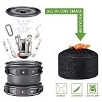 G4Free 14PCS Camping Cookware Mess Kit Hiking Backpacking Picnic Cooking Bowl Non Stick Pot Pan Knife Spoon Set(13PCS Black)