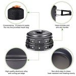 G4Free 14PCS Camping Cookware Mess Kit Hiking Backpacking Picnic Cooking Bowl Non Stick Pot Pan Knife Spoon Set(13PCS Black)