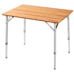 KingCamp Adjustable Height Folding Table, 4-Fold Bamboo Camping Outdoor Portable RV Camp Table with Carry Bag for Outdoor Car Backyard Picnic Tailgating Beach