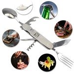 Wellmax 10-Piece Stainless Steel Camping Cooking Set – Compact All-in-One Cookware Kit with Utensils & Travel Bag for Campers, Hikers, Outdoor Adventures, Grey Camo Color