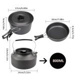 aiGear 3pcs Camping Cookware Mess Kit, Non-Stick Camping Pan Pot Kettle, Lightweight Aluminum, Collapsible Portable Camping Cooking Set for Outdoor Cooking Hiking Picnic, Orange (CC01OR05)