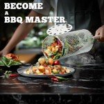 Rolling Grill Basket(2PCS), Removable Wooden Handle, 304 Stainless Steel, Nesting Grilling Net, BBQ Accessories Tool for Vegetable Shrimp, Outdoor Cooking Camping, Birthday Gifts for Men Dad Husband