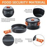 LIXADA 16pcs Camping Cookware Mess Kit, Non-Stick Lightweight Pot Pan Kettle Set with Stainless Steel Plates Forks Knives Spoons, Portable Camping Cooking Set for Outdoor Backpacking Hiking Picnic