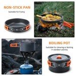 LIXADA 16pcs Camping Cookware Mess Kit, Non-Stick Lightweight Pot Pan Kettle Set with Stainless Steel Plates Forks Knives Spoons, Portable Camping Cooking Set for Outdoor Backpacking Hiking Picnic