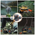 LIXADA 16pcs Camping Cookware Mess Kit, Non-Stick Lightweight Pot Pan Kettle Set with Stainless Steel Plates Forks Knives Spoons, Portable Camping Cooking Set for Outdoor Backpacking Hiking Picnic