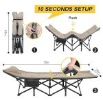 ATORPOK Camping Cot for Adults with Cushion and Pillow, Portable Folding Bed for Sleeping, Lightweight Tent cot with Carry Bag Supports 450 lbs (Khaki)